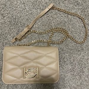Tan colored crossbody purse